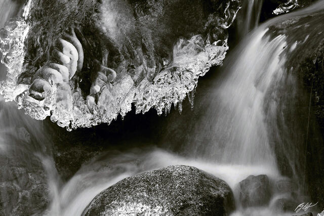 B072 Ice in Small Falls, Wallace Falls State Park, Washington print