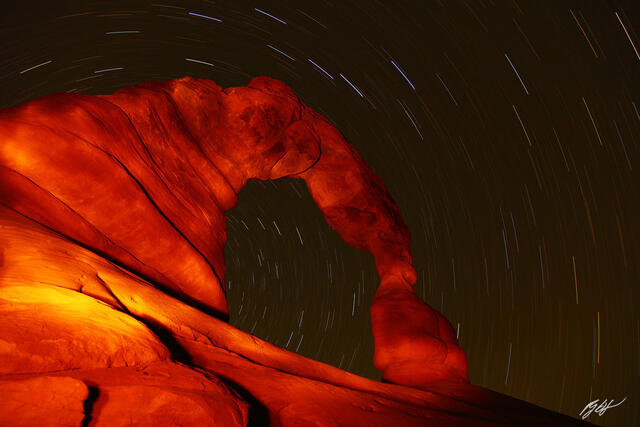 D132 Star Trails and the Delicate Arch, Arches National Park, Utah print