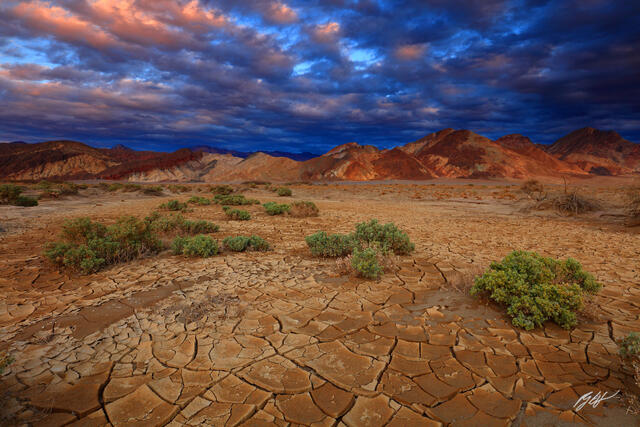 D192 Sunset Mud Tiles, Death Valley National Park, California print