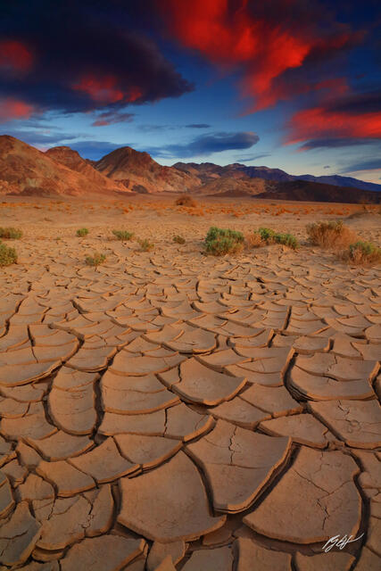 D270 Sunset and Mud Tiles, Death Valley National Park, California print