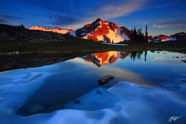 M110 Sunset Whatcom Peak Reflected in a Tarn, Washington print