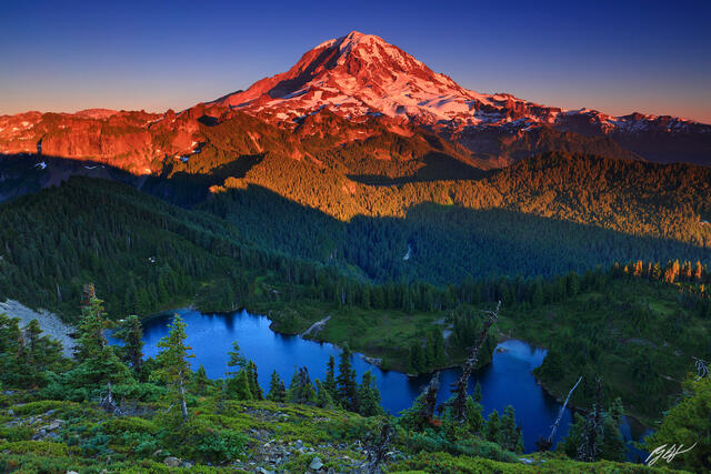 M182 Sunset Mt Rainier and Eunice Lake, Washington print