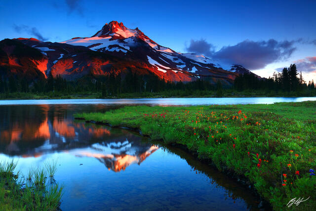 M357 Sunset Mt Jefferson and Russel lake, Oregon  print