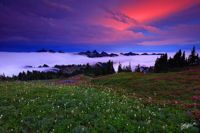 M418 Sunset Tatoosh Range Above the Clouds, Washington print