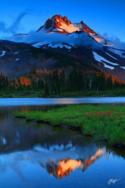 M434 Sunset Mt Jefferson and Russell Lake, Oregon print