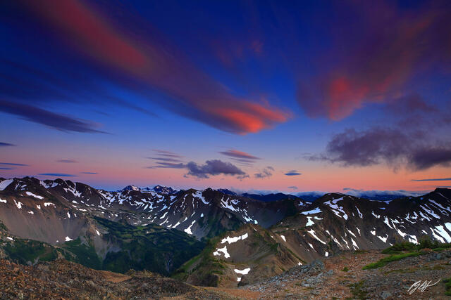 M463 Sunset from Gand Peak, Olympic Mountains, Washington print