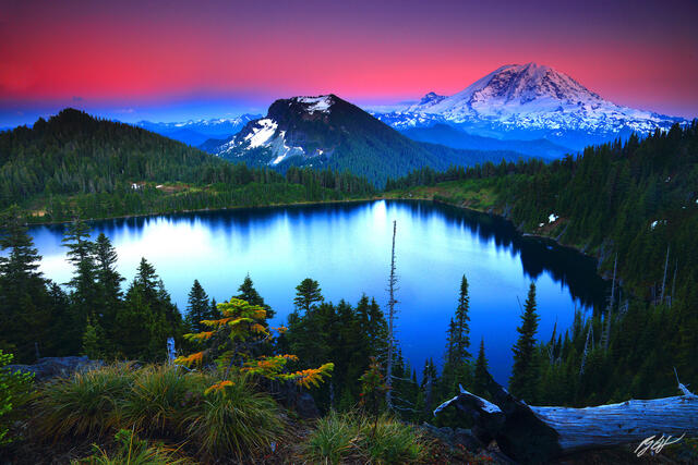 P108 Sunset Mt Rainier and Summit Lake, Washington print