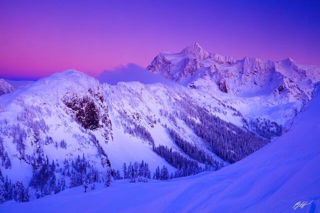 P131 Winter Sunset Mt Shuksan, Washington print
