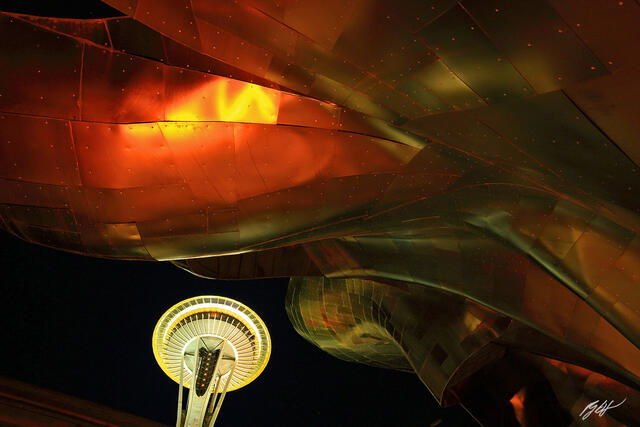 U025 Space Needle and the EMP, Seattle Center, Washington print