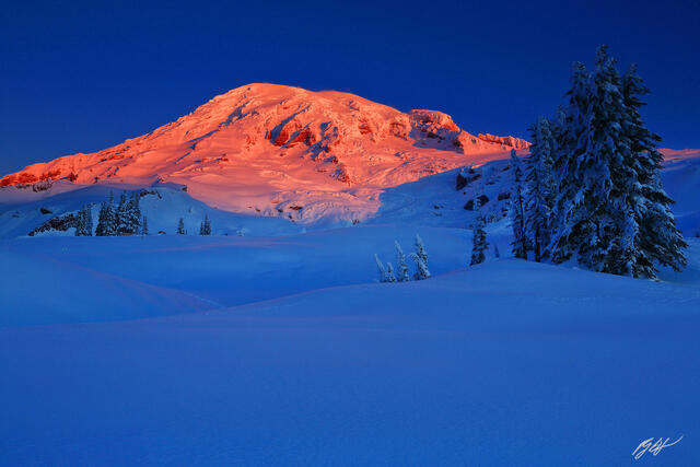 W121 Winter Sunrise Mt Rainier, Washington print