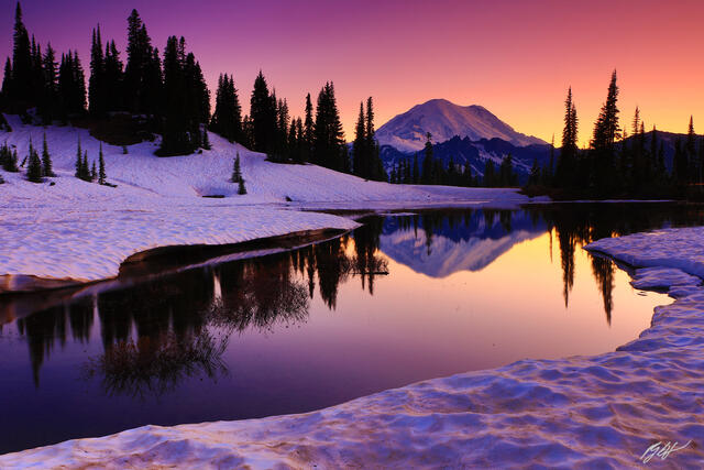 W151 Sunset Mt Rainier Reflected in Tipsoo Lake, Washington print