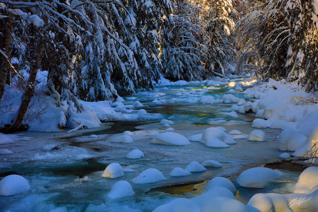 W173 Winter Scene, South Fork Snoqualmie River, Washington print