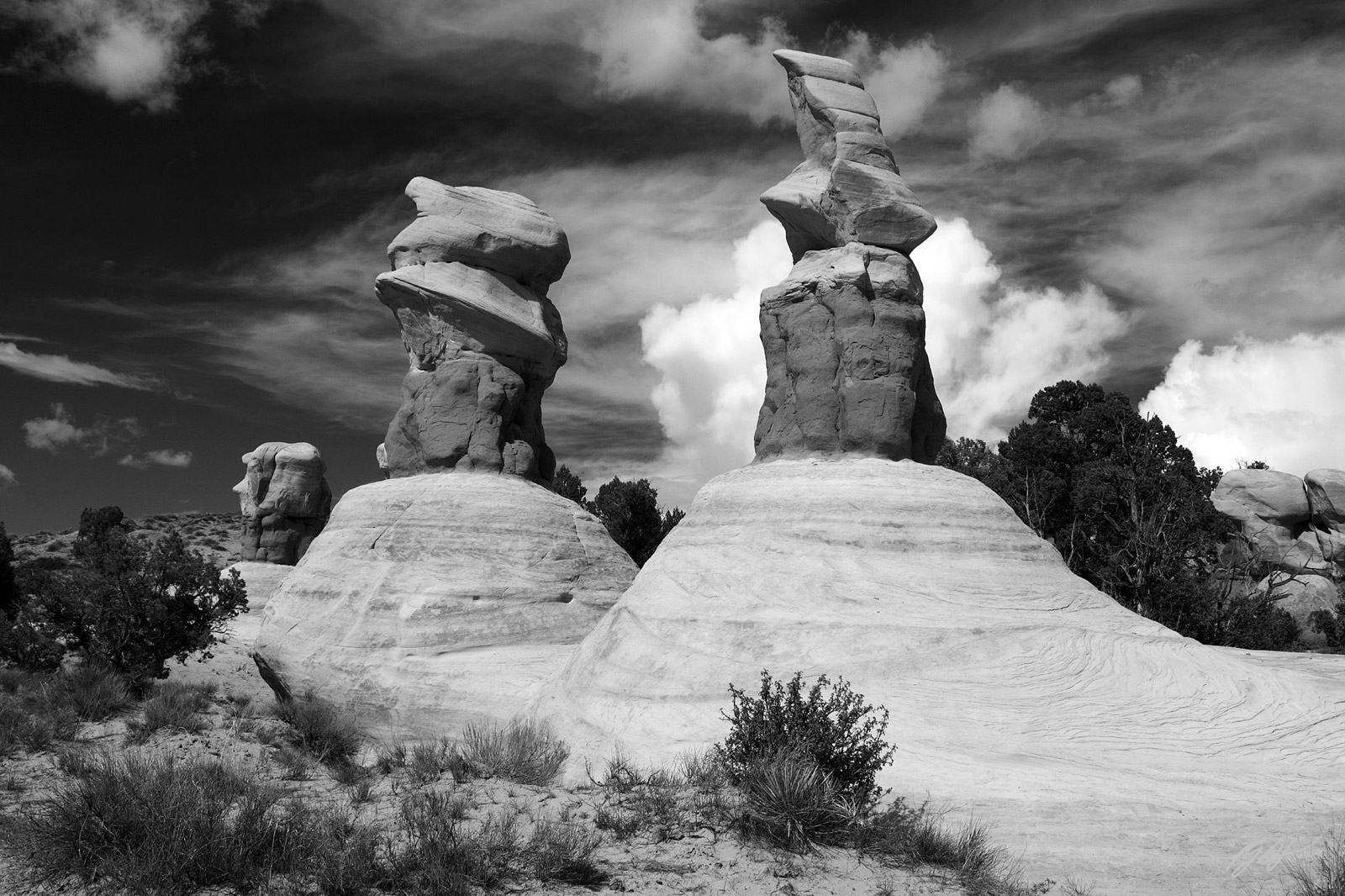 Hoodoo Rock formations and Cloudls in Devils Garden in the Grand Staircase-Escalante National Monument in Utah