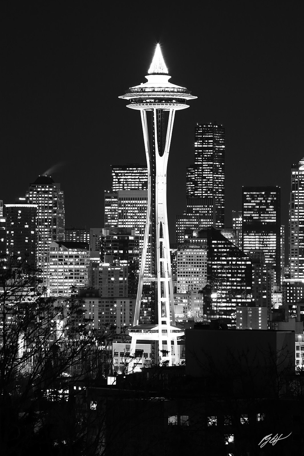 Space Needle at Night from Kerry Park on Queen Ann Hill in Seattle Washington