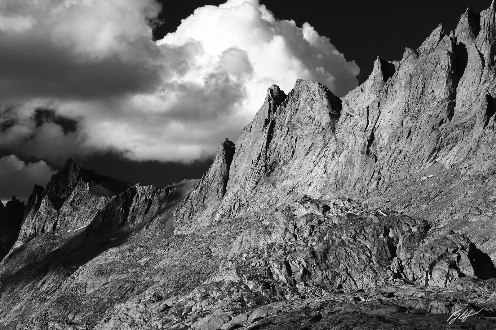 Clouds and Peak in the Titcomb Lakes Basin in the Bridger Wilderness, Wind River Range in Wyoming