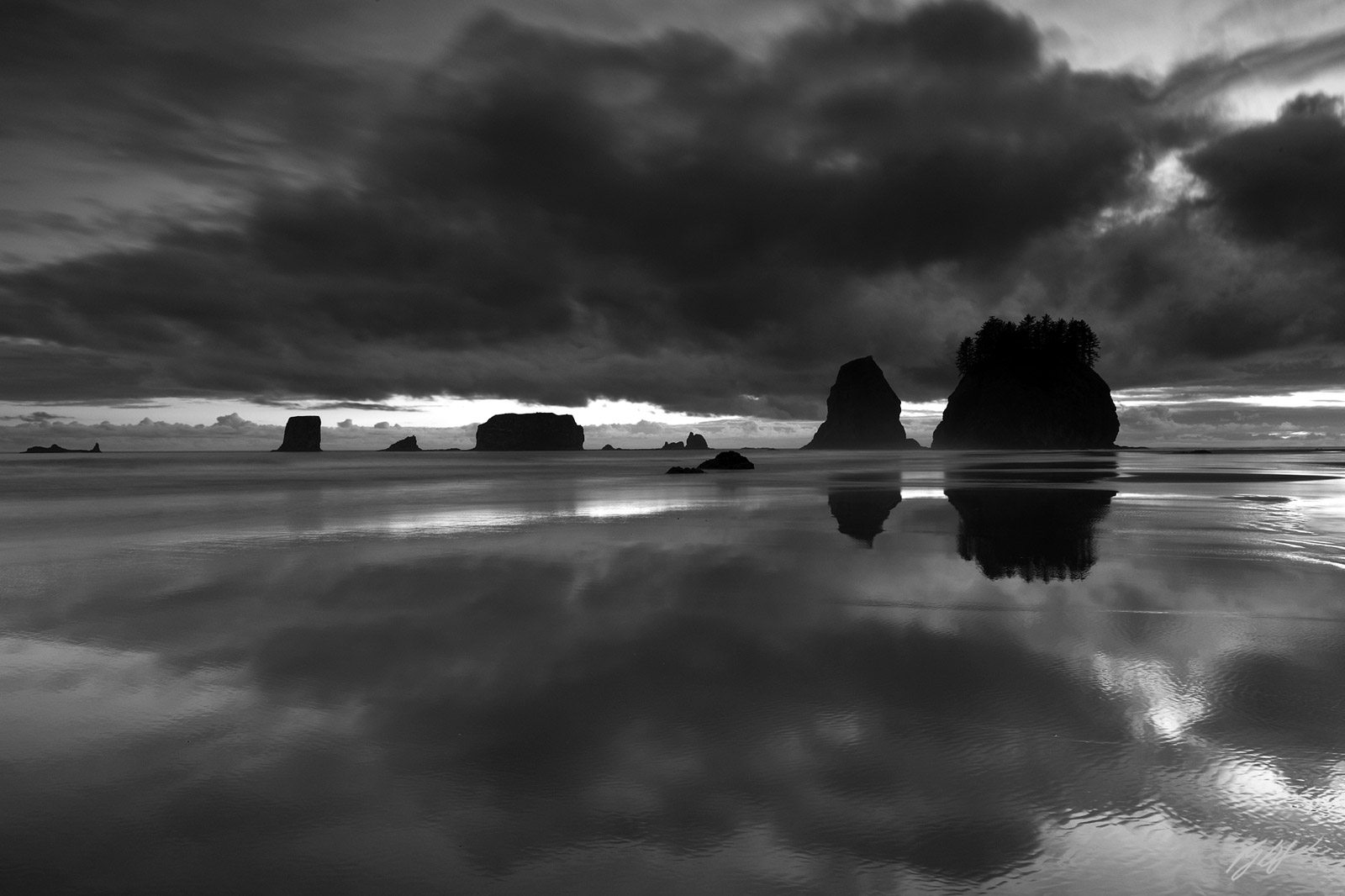 Sunset Reflection on Second Beach in Olympic National Park in Washington