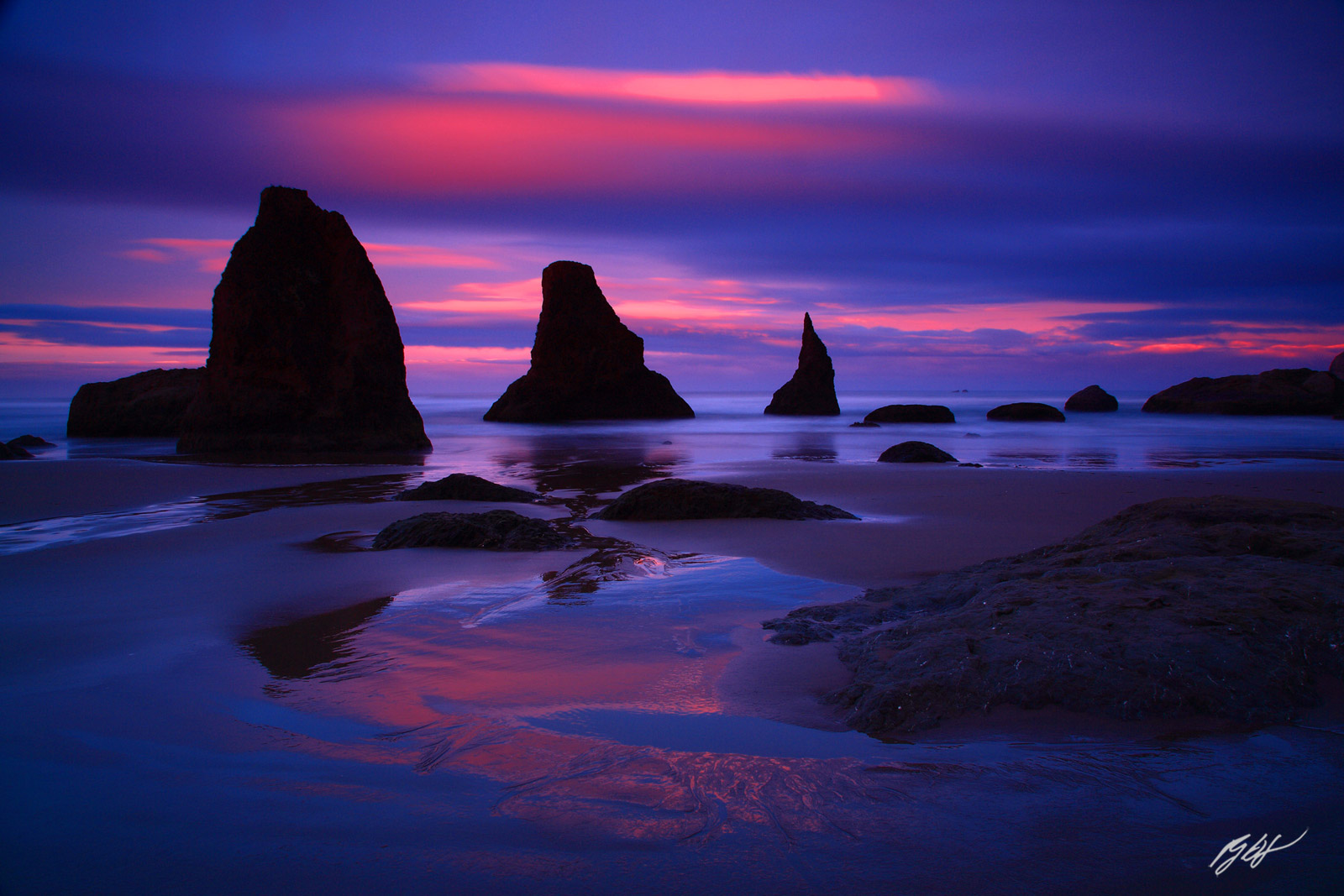 Sunset and Sea Stacks from Face Rock Beach in Bandon on the Southern Oregon Coast