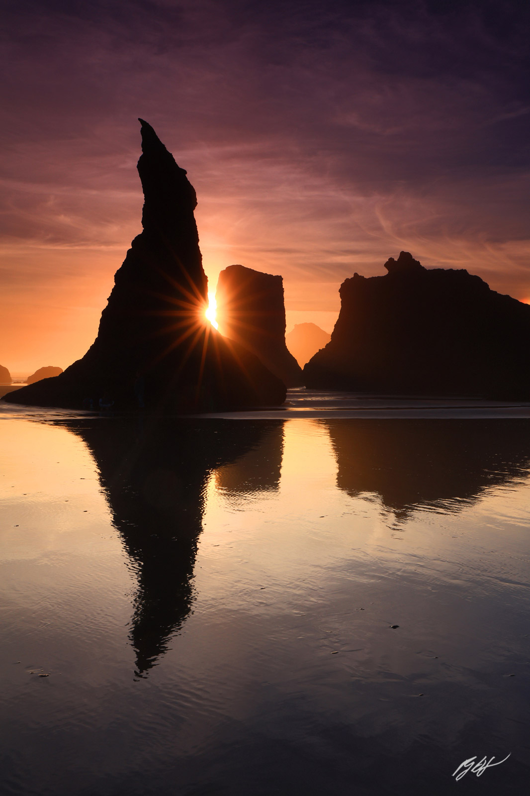 Sunset and the Magicians Hat on Face Rock Beach in Bandon along the Southern Oregon Coast
