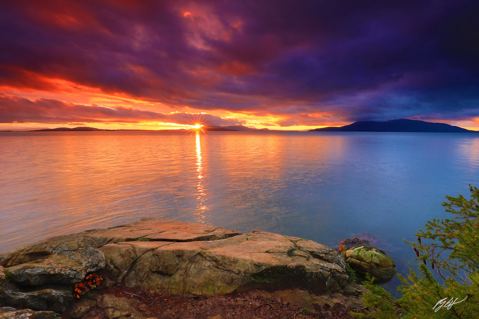 Sunset with the San Juan Islands from Larabee State Park in Washington