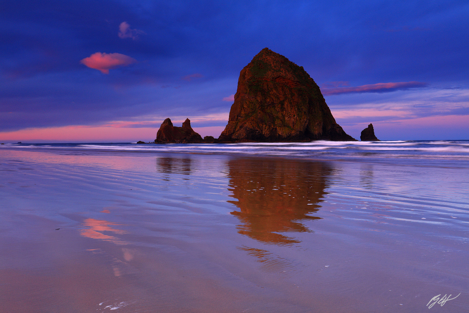 Sunrise and Haystack Rock from Cannon Beach on the Oregon Coast