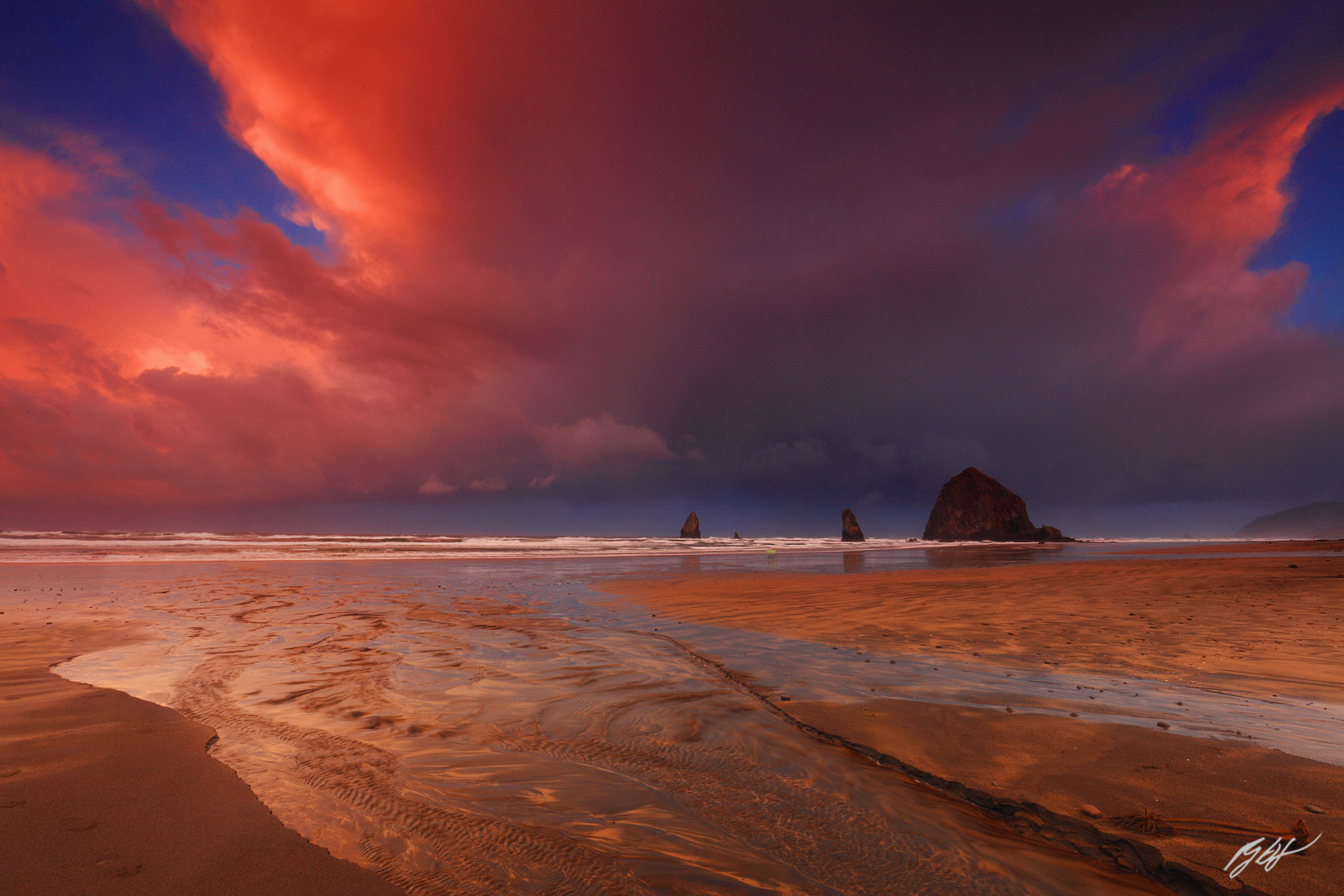 Sunrise Thunderhead and Haystack Rock from Cannon Beach in Oregon