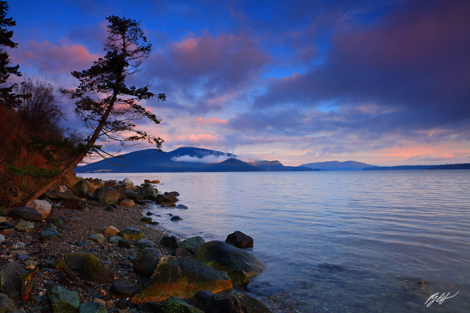 Sunrise and the San Juan Islands from Fidalgo Island in Anacortes, Washington