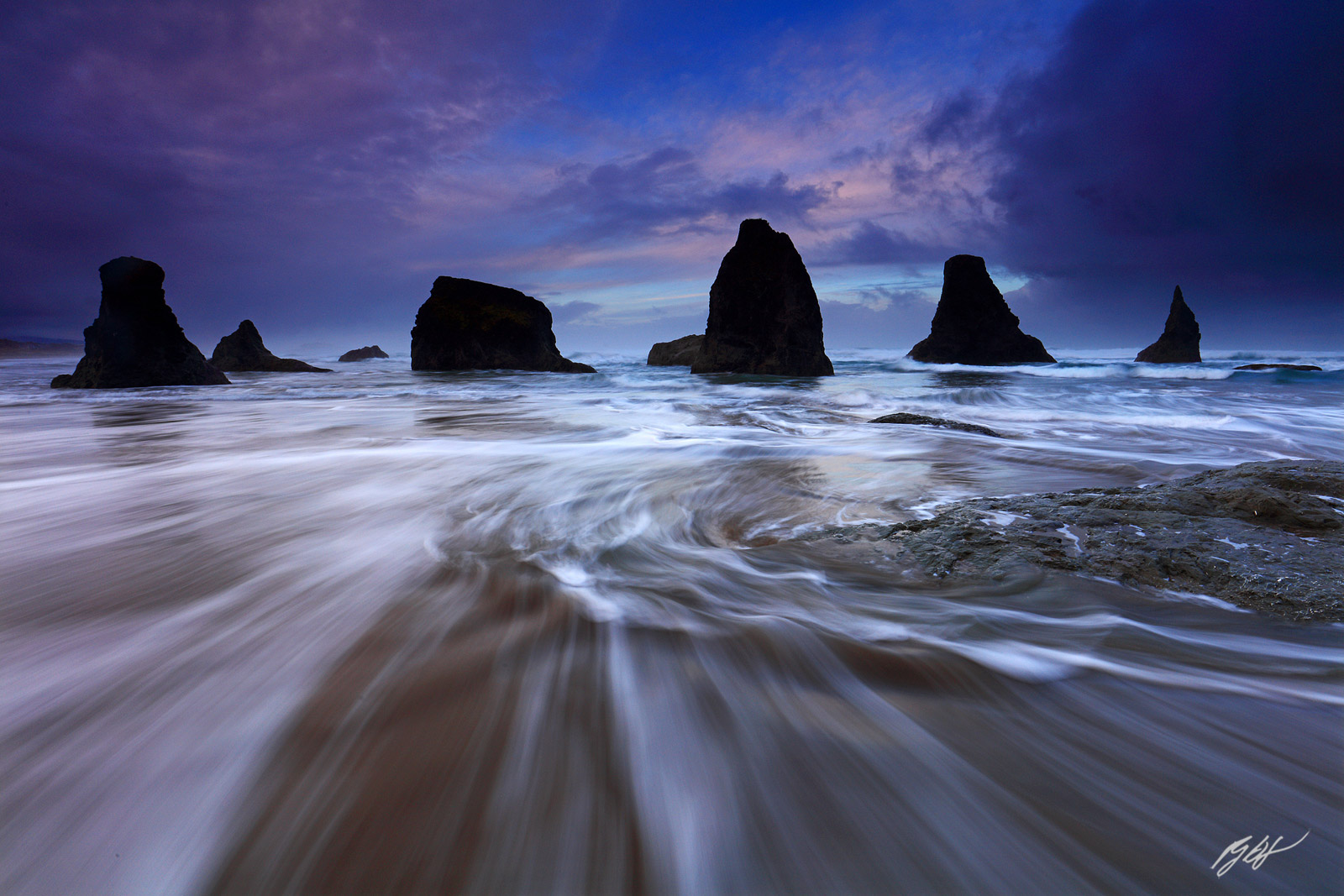 Sunset in the Surf from Face Rock Beach in Bandon Oregon