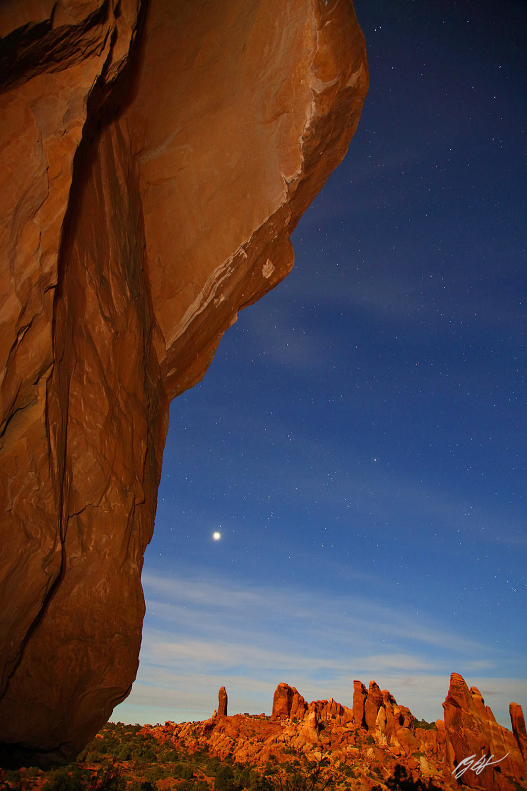 A Super Moon Lights up the Rock Formations in Arches National Park in Utah