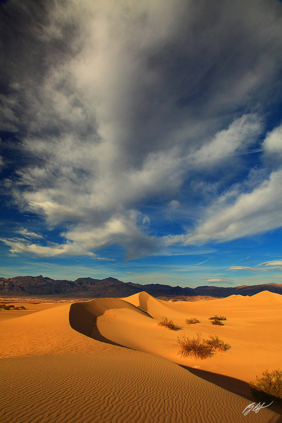 Cool Clouds and the Mesquite Sand Dunes in Death Valley National Park in California