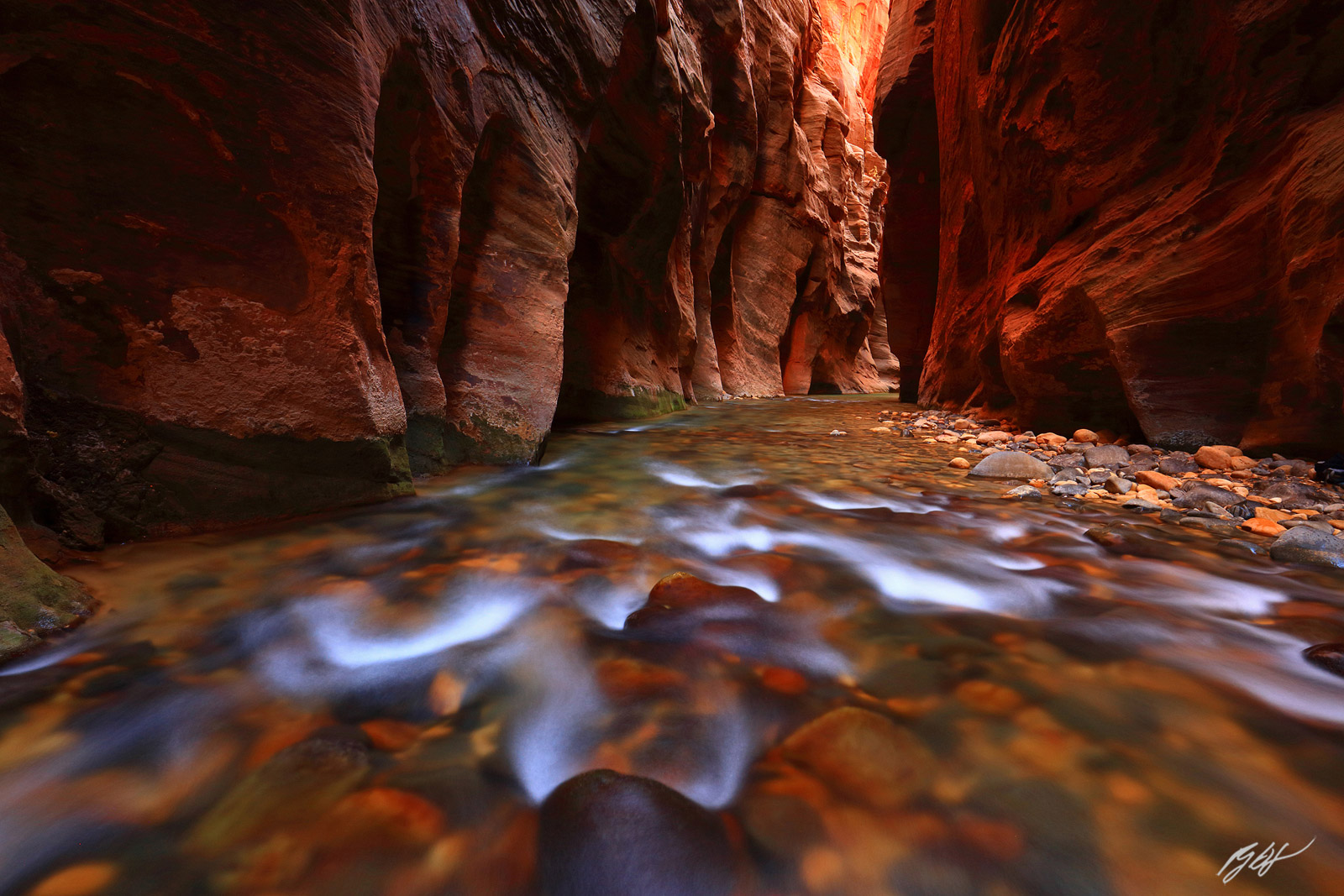 The Narrows and the Virgin River in Zion National Park in Utah