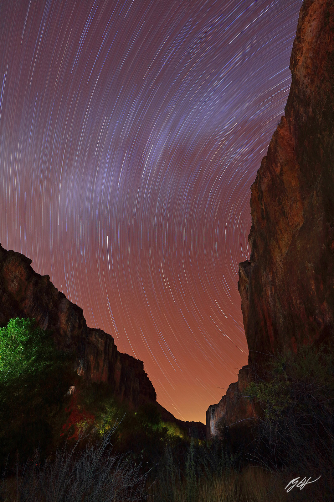 Star Trails and Camp Glow in Havasu Canyon on the Havasupai Indian Reservation in Arizona