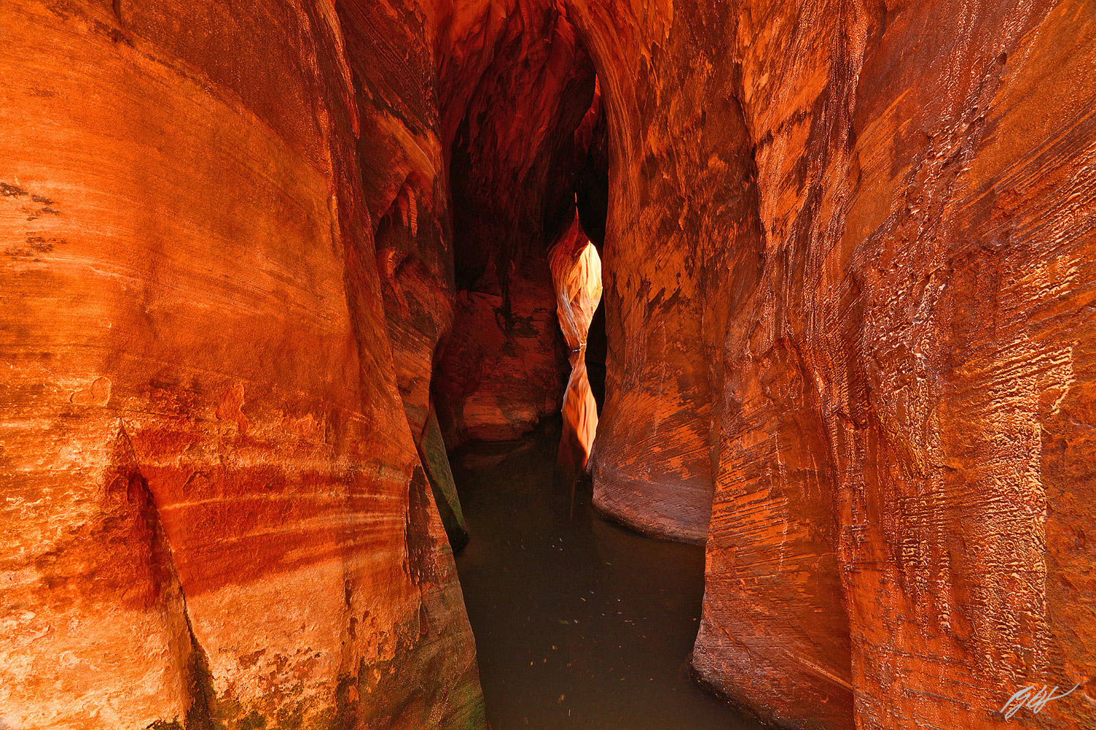 Water in Tunnel Slot Canyon in the Grand Staircase-Escalante National Monument in Utah