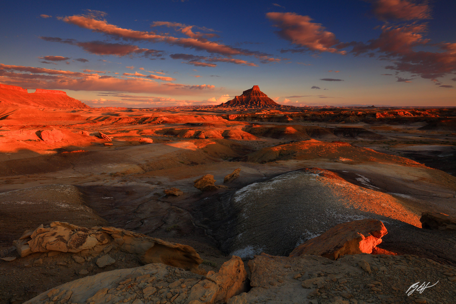 Sunrise and Factory Butte in the Back Country of Southern Utah in the Desert Southwest