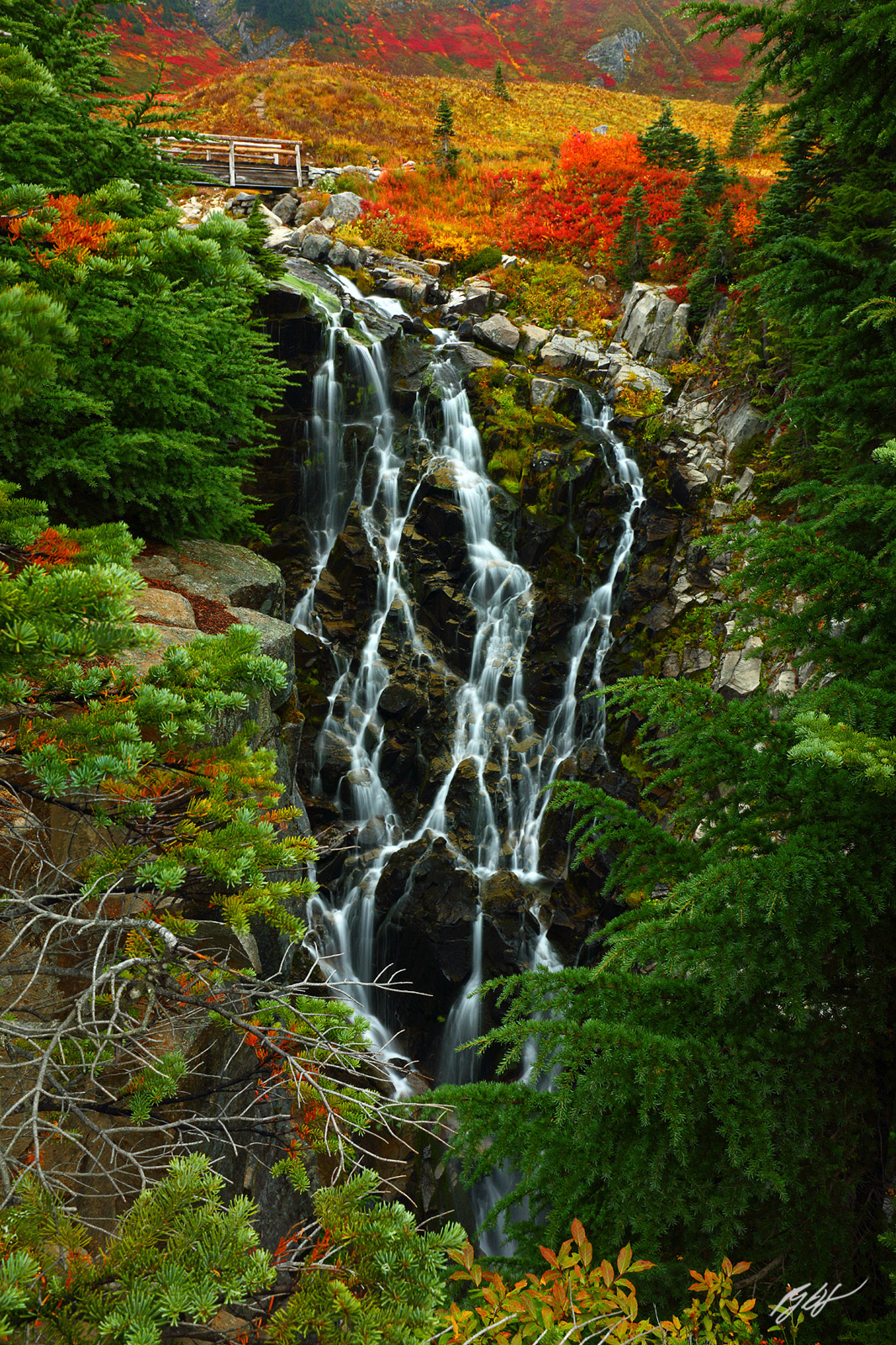 Myrtle Falls in Fall in Mt Rainier National Park in Washington