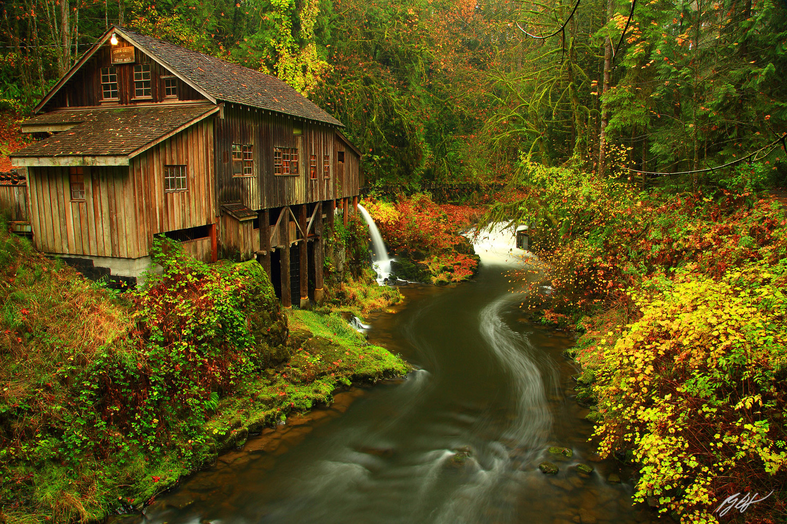 Cedar Creek Grist Mill in Fall out of Woodland Washington