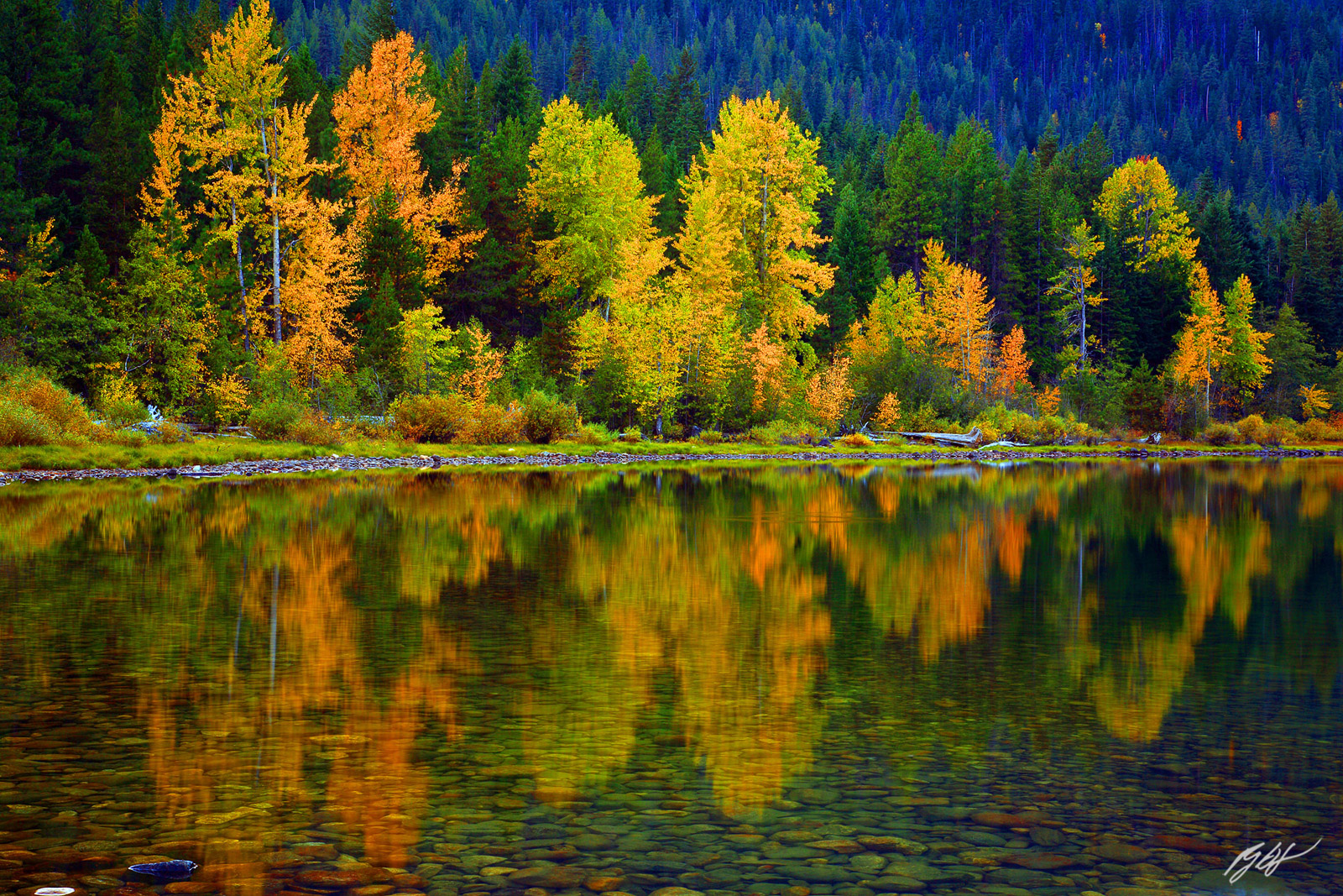 Fall Reflection in Lake Wenatchee in Lake Wenatchee State Park in Washington