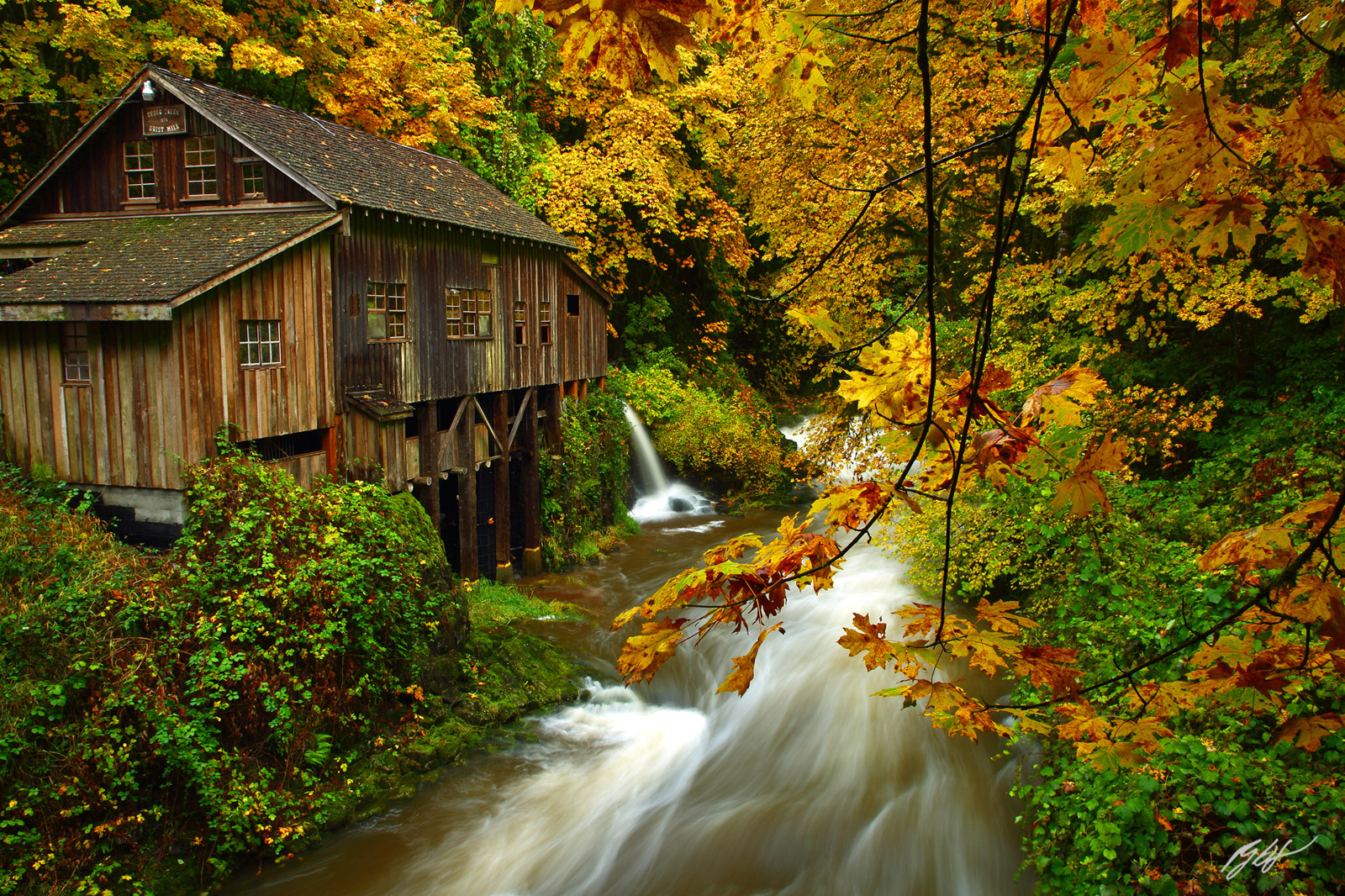 Cedar Creek Grist Mill in Fall out of Woodland Washington