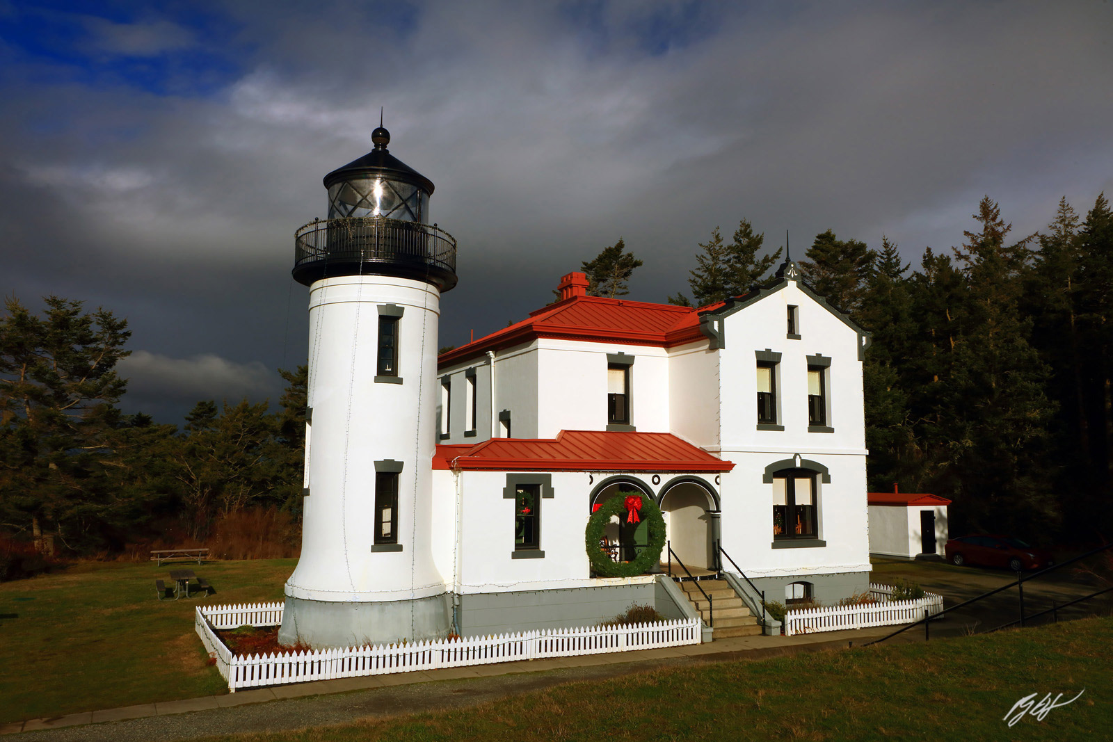 Admiralty Head Lighthouse Decorated for the Holidays, in Fort Casey State Park in Washington