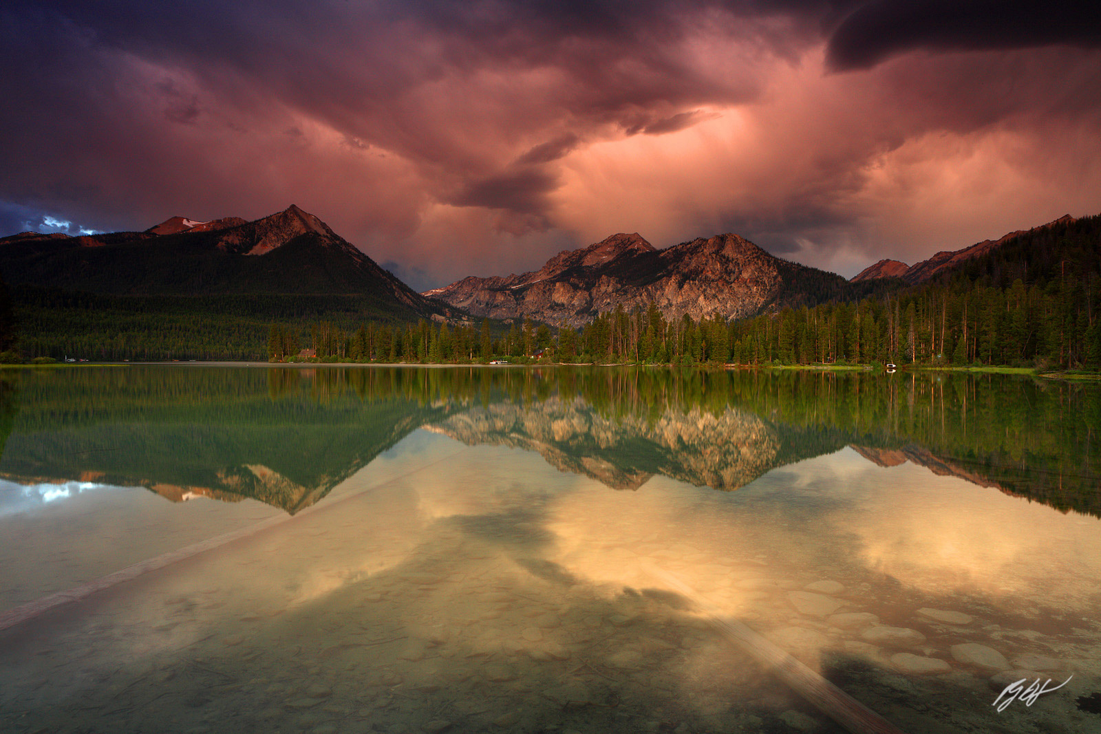 Sunrise on a Thunderhead over Pettit Lake in the Sawtooth Wilderness in Idaho
