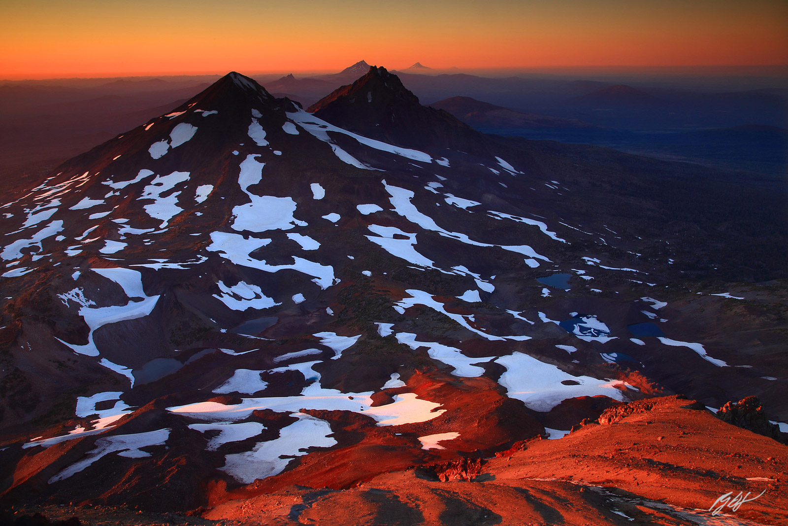 Sunset from the Summit of the South Sister, Three Sisters Wilderness in Oregon