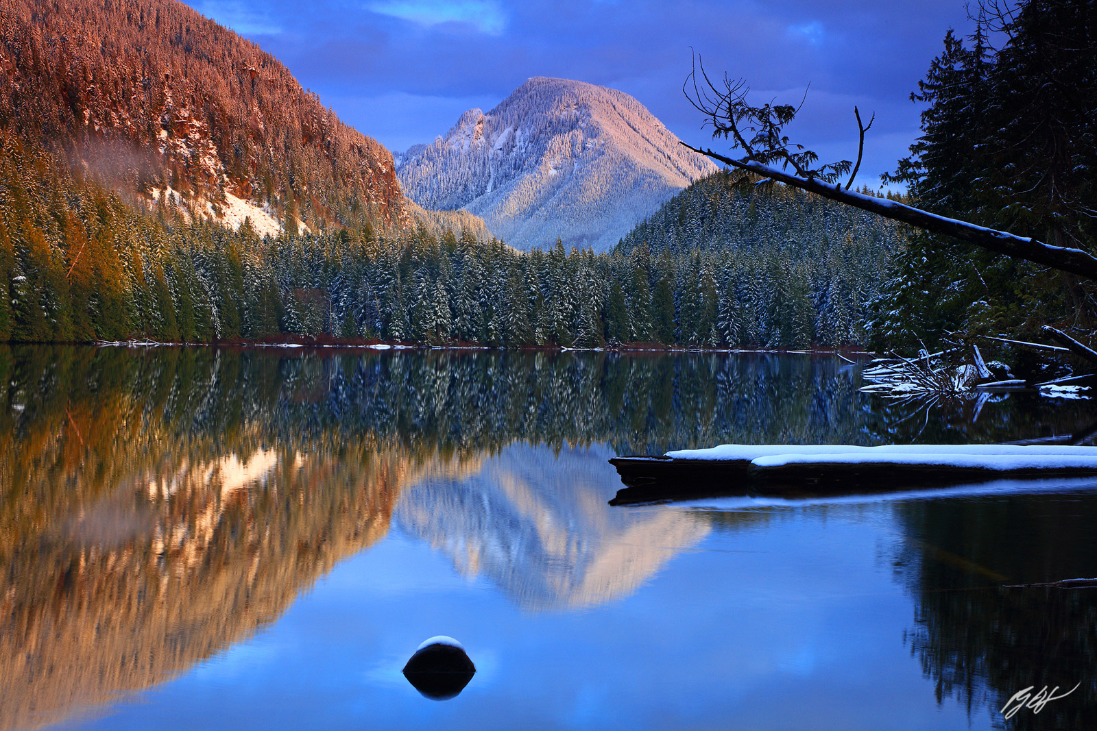 Sunset Reflection in Wallace Lake from Wallace Falls State Park in Washington