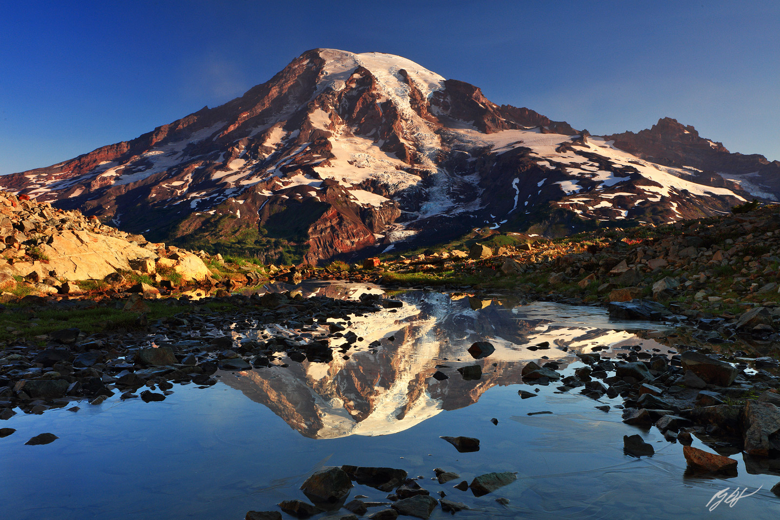 Mt Rainier Reflected in a Tarn from a Secret Place in Mt Rainier National Park in Washington