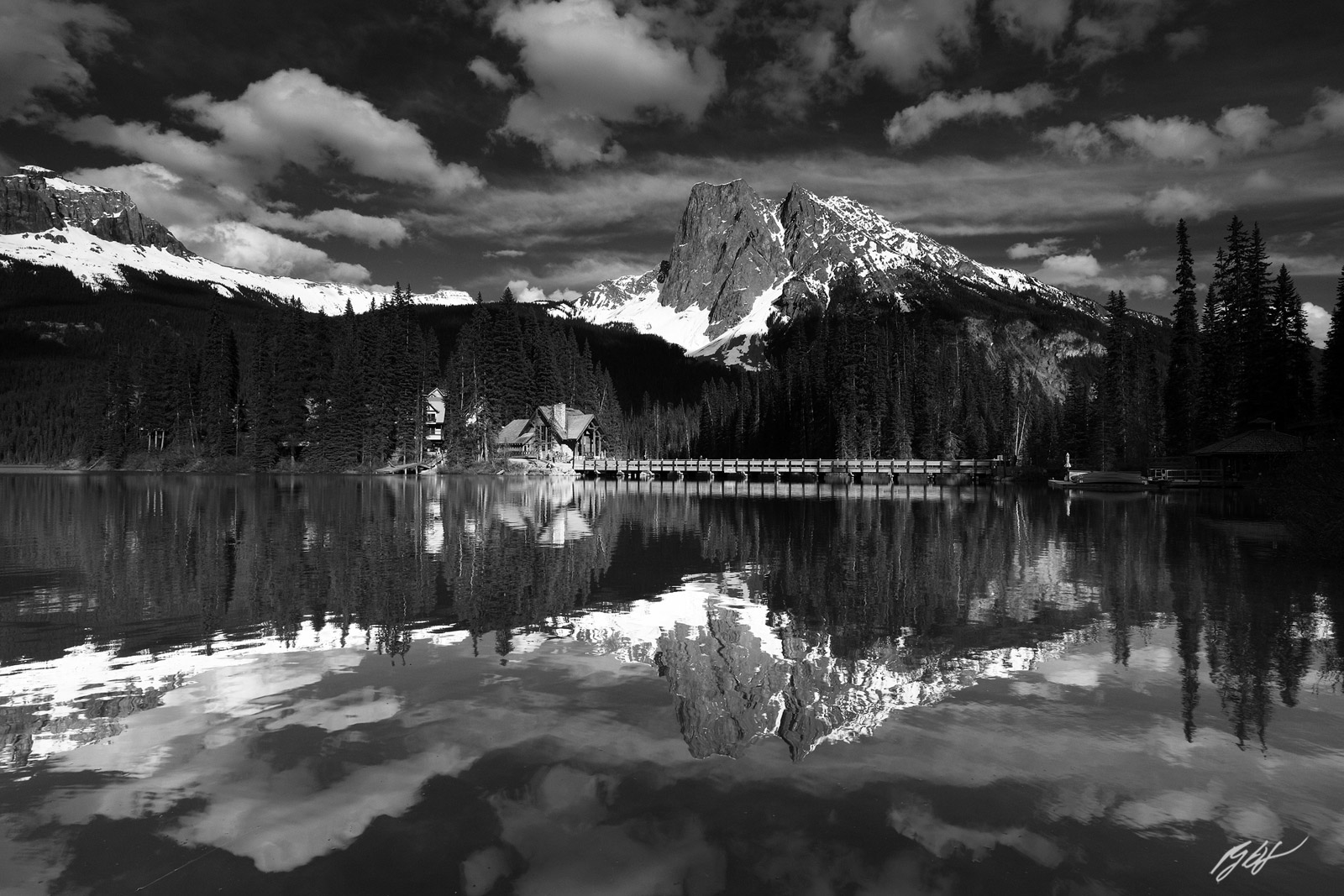 Wapta Peak and Emerald Lake Lodge Reflected in Emerald Lake in Yoho National Park in British Columbia, Canada