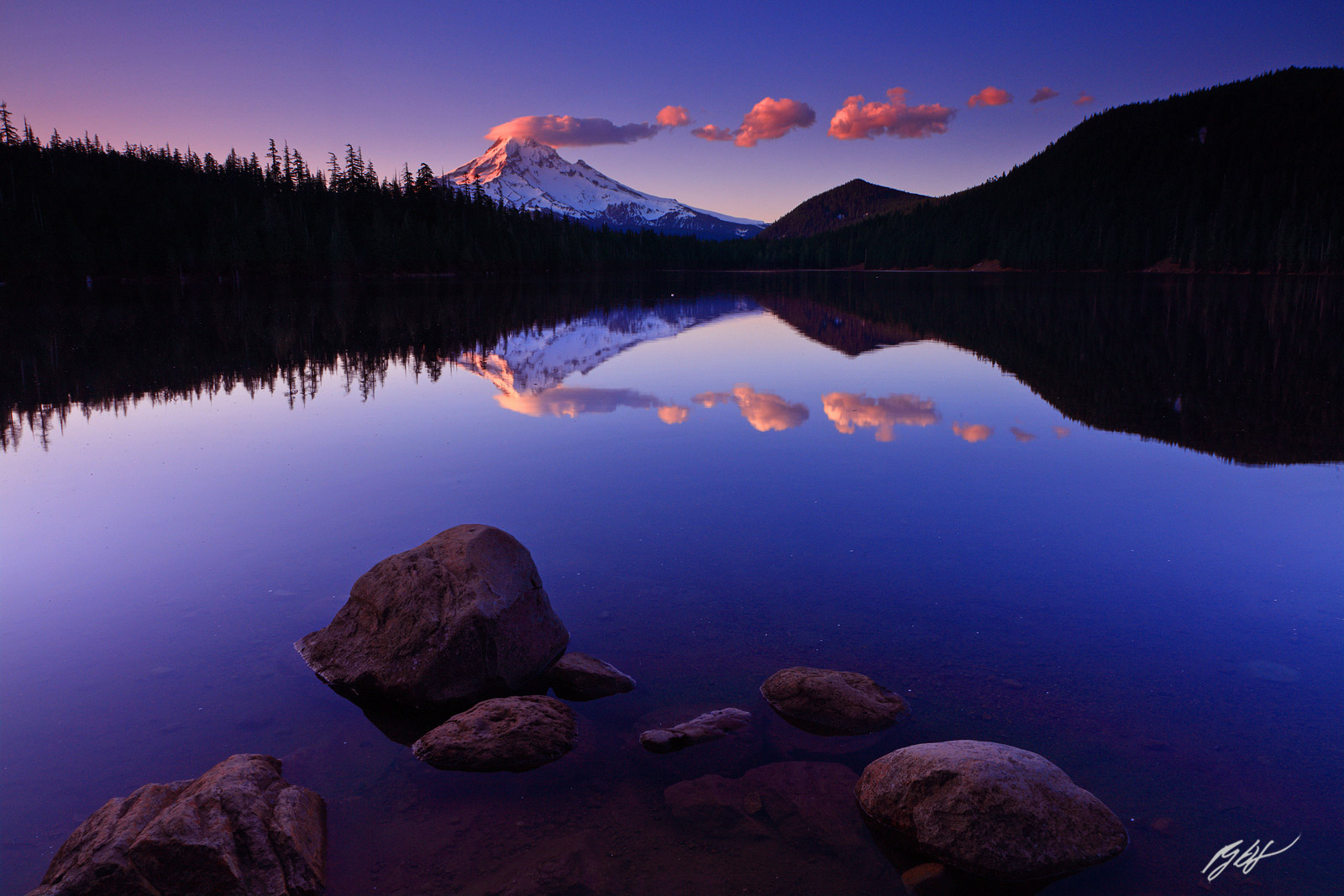Sunrise Mt Hood Reflected in Lost Lake in the Mt Hood National Forest in Oregon