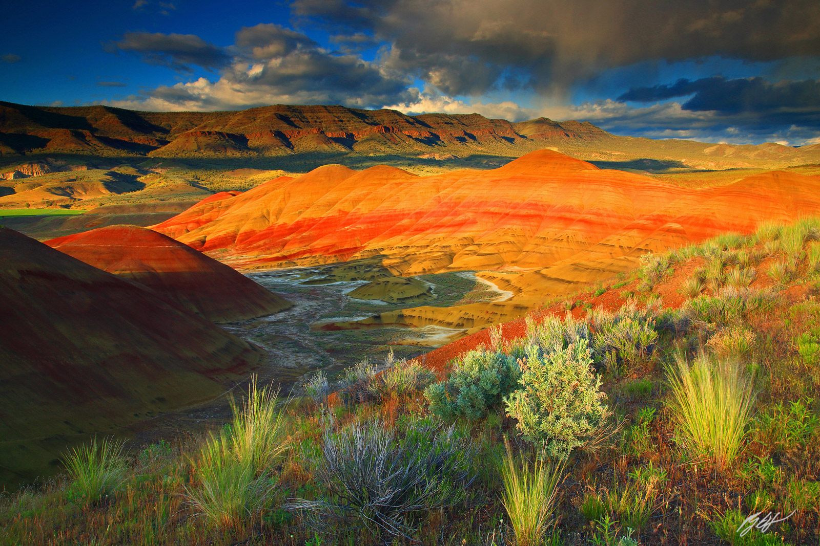 Sunset Painted Hills in the John Day Fossil Beds National Monument in Oregon