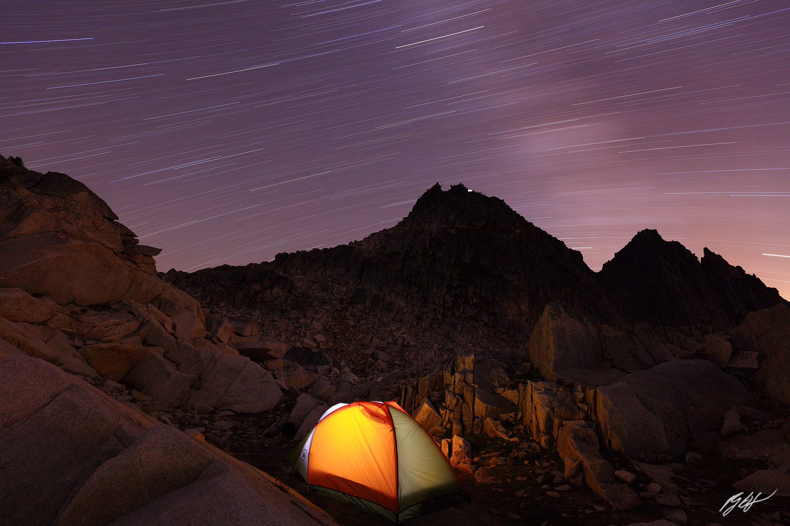 Star Trails and Tent from Camp in North Cascades National Park in Washington