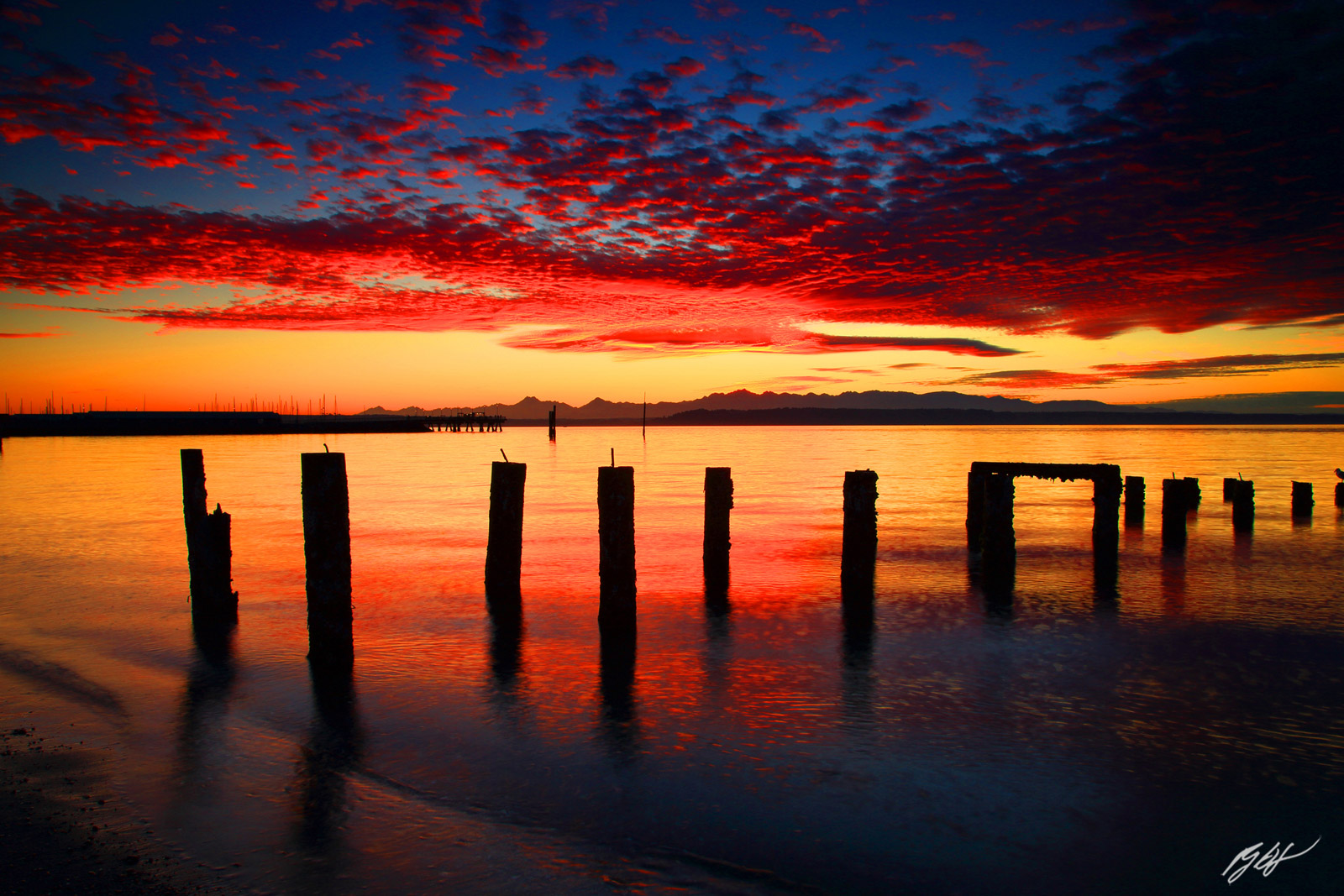 Sunset from Brackett's Landing North on Edmonds Beach in Washington