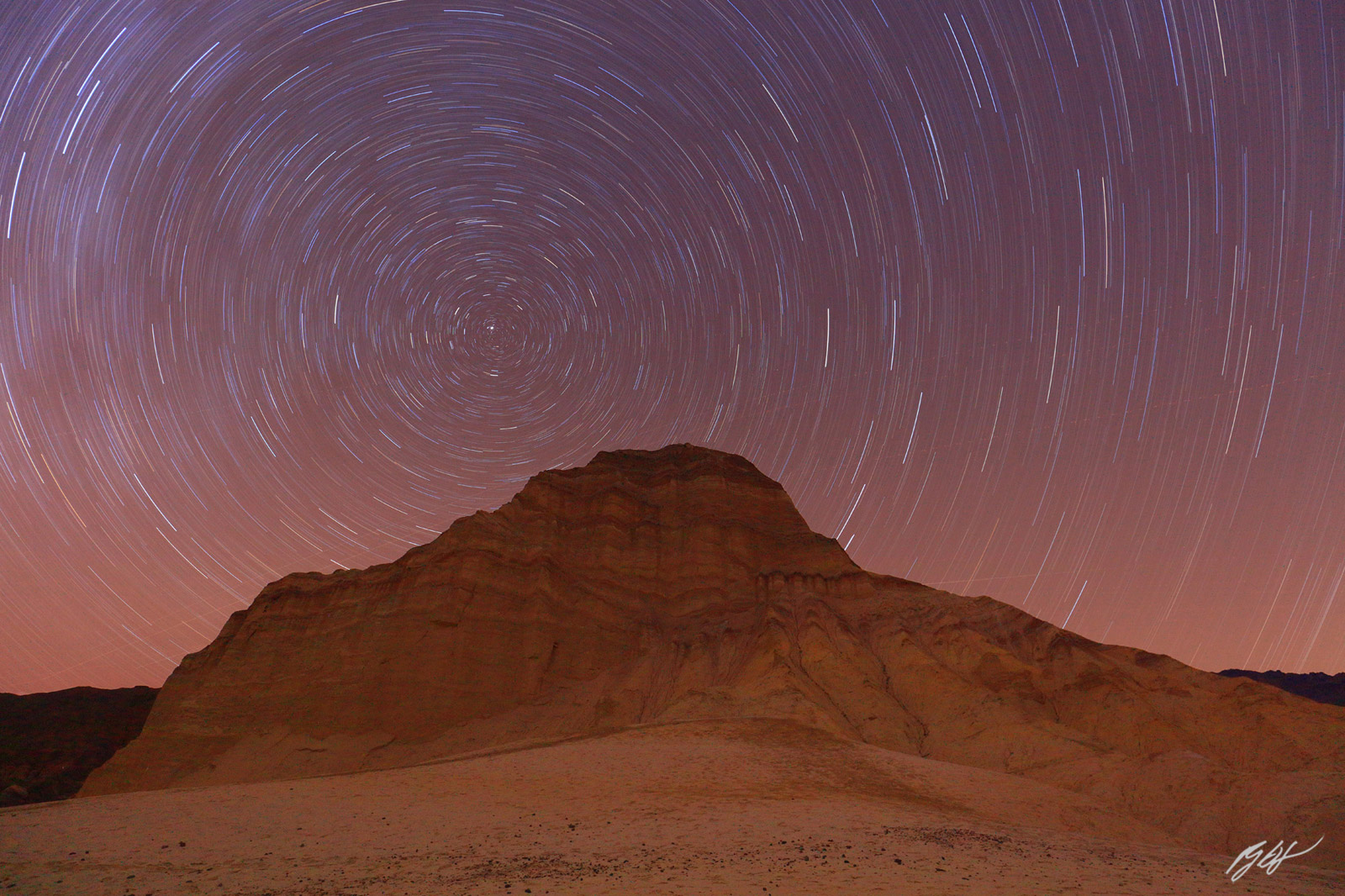 Star Trails and the Manly Beacon, Death Valley National Park, California
