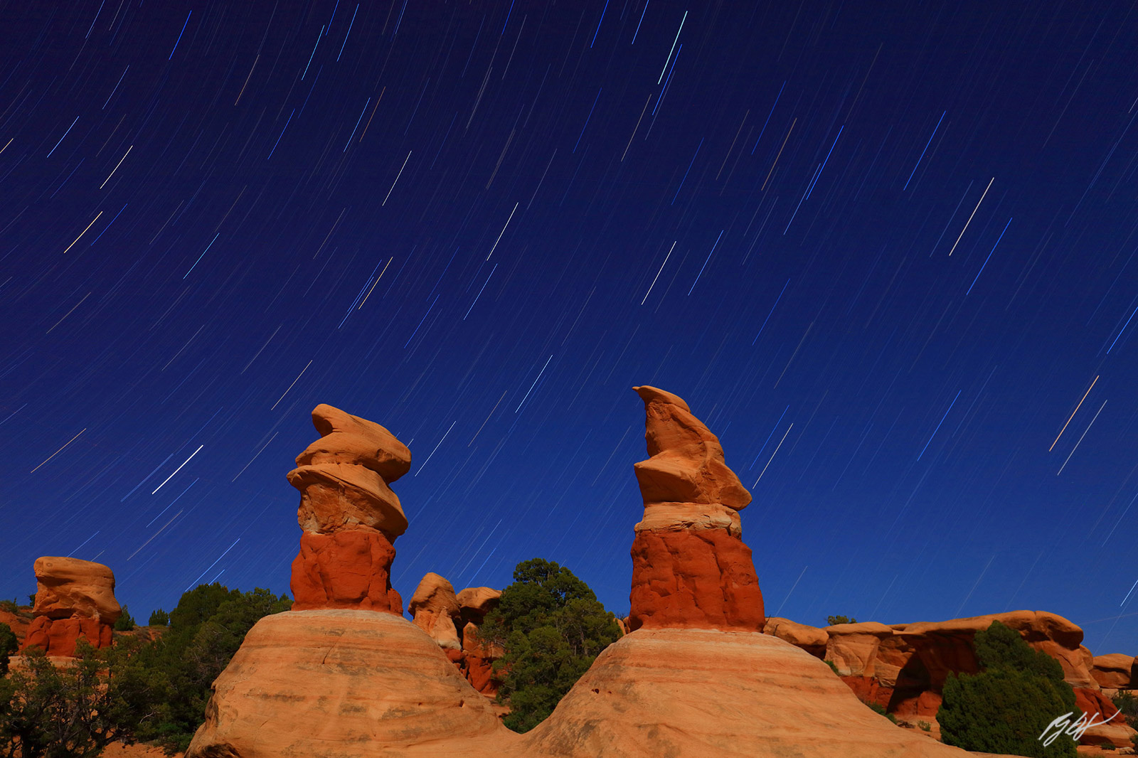 Star Trails and Rock Formations, Devils Garden Escalante Grand Staircase National Monument, Utah