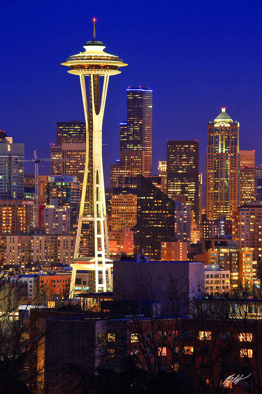 Space Needle at Night from Kerry Park on Queen Ann Hill in Seattle, Washington